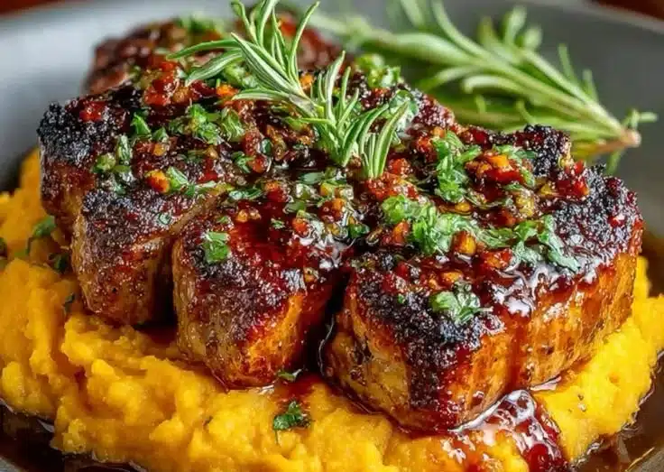 Apple Cider Pork with Mashed Sweet Potatoes