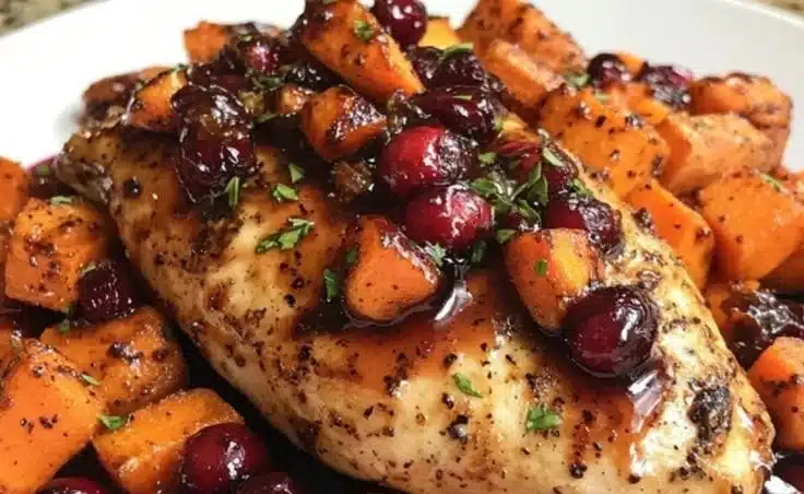 Cranberry Glazed Chicken with Carrots & Sweet Potatoes Recipe