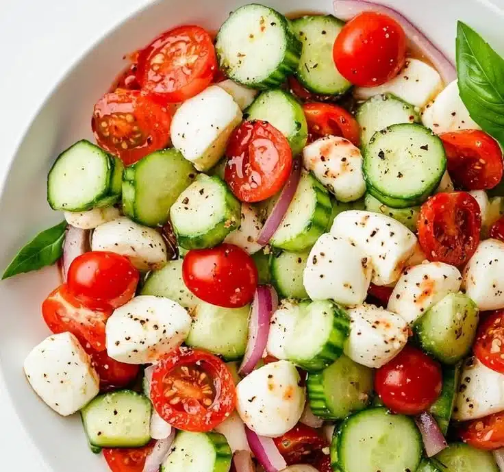 Juicy Cucumber Caprese Salad